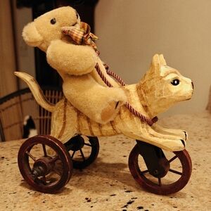 Teddy Bear & Cat on wheels
